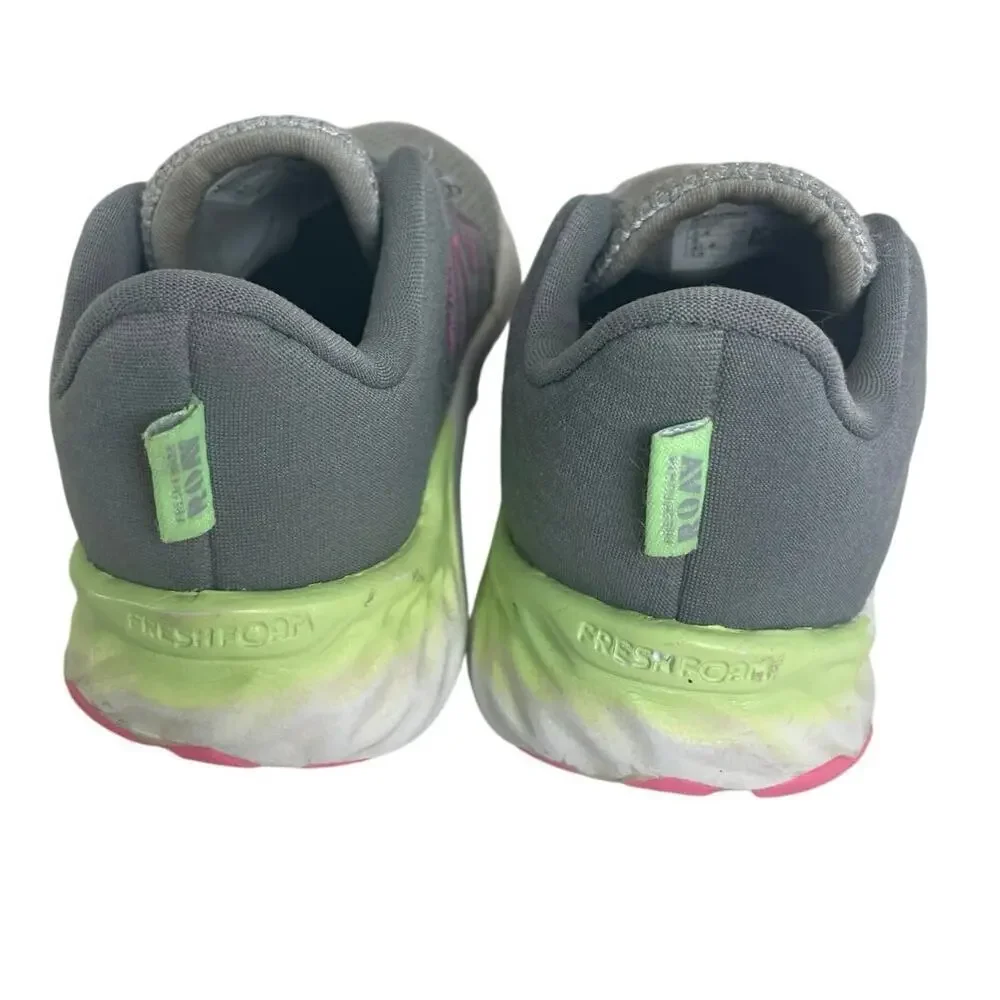 NEW BALANCE TODDLER SHOES SLIDE ON SIZE 5.5 GRAY NEON‎ LIGHT WEIGHT VERSATILE